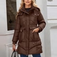thumbnail image 1 of Zedker Women's Puffer Coat Waterproof Long Down Jacket,Warm Winter Hooded Thickened for Hiking Outdoor,Plus Size CoffeeXL, 1 of 9
