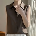 thumbnail image 1 of Zedker Women's Sleeveless Button Down Shirts Casual Collared V Neck Summer Blouses Coffee Plus XXL, 1 of 4