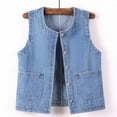 thumbnail image 1 of Zedker Women's Sleeveless Denim Vest V Neck Button Down Jean Waistcoat Casual Jacket with Pockets Light Blue Plus XXXXXL, 1 of 4
