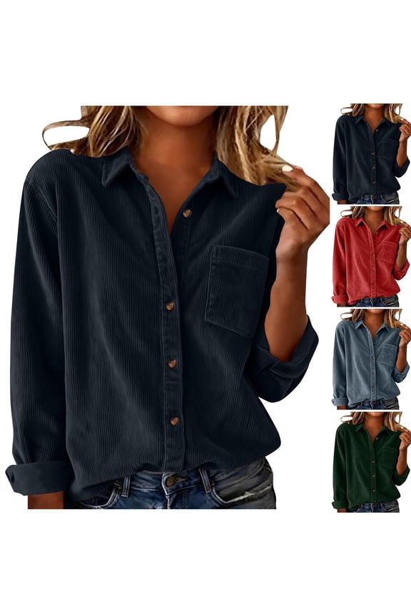 Women's Winter Corduroy Blazers Jackets Dressy Casual Ribbed Long Sleeve Lapel Fashion Work Outerwear Red XXL