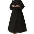 thumbnail image 1 of Zedker Womens 2025 Casual Midi Maxi Dresses Lightweight Long Sleeve Crew Neck Elastic Waist Dress, Plus Size BlackM, 1 of 5