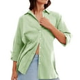 thumbnail image 1 of Zedker Womens Button Down Shirts Long Sleeve V Neck Solid Casual Tunics Tops with Pockets Green Plus L, 1 of 7