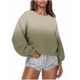 thumbnail image 1 of Zedker Womens Casual Long Sleeve Crew neck Sweatshirt Cute Pullover Hoodies Tops Khaki Plus XL, 1 of 5