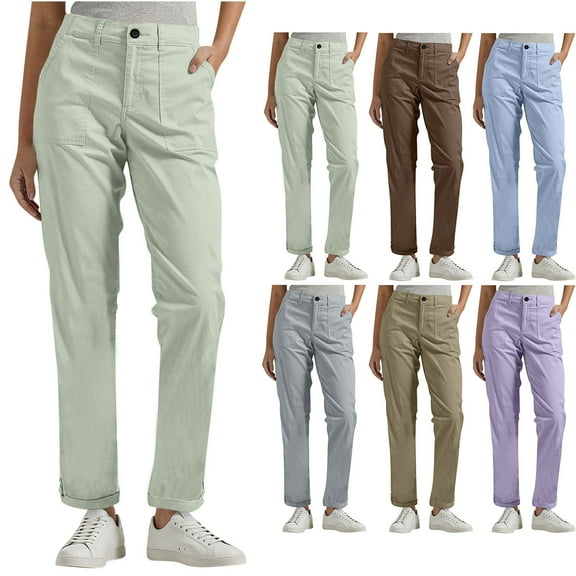 Zedker Womens Dress Pants Straight Leg Work Pants High Waist Business Casual Slacks Fall Spring Outfits with Pockets