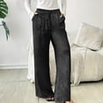 thumbnail image 1 of Zedker Womens High Waist Wide-Leg Long Casual Pants for All Seasons Loose Elastic Waist Versatile Pockets Pants with Drawstring,Black,XXL, 1 of 5