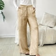 thumbnail image 1 of Zedker Womens High Waist Wide-Leg Long Casual Pants for All Seasons Loose Elastic Waist Versatile Pockets Pants with Drawstring,Gold,S, 1 of 5