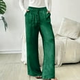 thumbnail image 1 of Zedker Womens High Waist Wide-Leg Long Casual Pants for All Seasons Loose Elastic Waist Versatile Pockets Pants with Drawstring,Green,M, 1 of 5