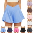 thumbnail image 1 of Zedker Womens High Waisted Athletic Shorts Ruffle Tiered Running Workout Tennis Shorts with Build in Shorts 2026 Purple M, 1 of 4