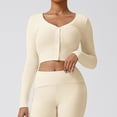 thumbnail image 1 of Zedker Womens Long Sleeve Front Button Up Fall Fashion Knit V Neck Cropped Knit Cardigan Jacket Tops Beige Plus L, 1 of 6