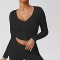 thumbnail image 1 of Zedker Womens Long Sleeve Front Button Up Fall Fashion Knit V Neck Cropped Knit Cardigan Jacket Tops Black Plus XL, 1 of 5