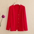 thumbnail image 1 of Zedker Womens Long-Sleeved Cardigan Sweaters Cozy Button Up Going Out Tops For Women Casual Elegant Outfits Fall,Red,XXXXXL, 1 of 7