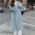 thumbnail image 1 of Zedker Womens Long Wool Coat Double Breasted Trench Coat Fall Winter Clothes,Plus Size Light BlueM, 1 of 9