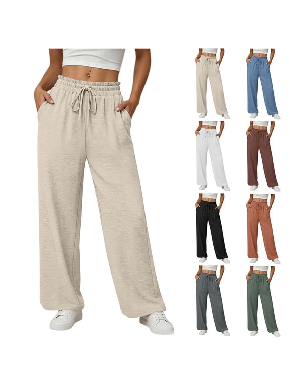 Womens Low Rise Wide Leg Cotton Pants Baggy Lightweight Flowy Palazzo Trousers Summer Beach Vacation Clothes Gray M