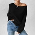 thumbnail image 1 of Zedker Womens Off The Shoulder Sweater Lightweight Oversized Batwing Long Sleeve Knit Fall Pullover Black Plus L, 1 of 8