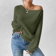 thumbnail image 1 of Zedker Womens Off The Shoulder Sweater Lightweight Oversized Batwing Long Sleeve Knit Fall Pullover Green Plus L, 1 of 8
