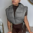 thumbnail image 1 of Zedker Womens Outerwear Vests with Zipper and Side Drawstrings Comfortable Loose Hooded Sleeveless Casual Puffer Jackets,Gray,S, 1 of 7