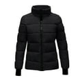thumbnail image 1 of Zedker Womens Puffer Jackets with Multi Pockets Casual Stand Collar Long Sleeve Fall Winter Thermal Outerwear Tops with Zipper,Black,M, 1 of 7