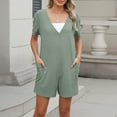 thumbnail image 1 of Zedker Womens Rompers Jumpsuits Summer Vacation Beach Loose Casual Soft Shorts Overalls Green Plus M, 1 of 9