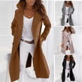 thumbnail image 1 of Zedker Womens Winter Coats Long Pea coat Big Lapel Open Front Long Jackets Belted With Pockets Black S, 1 of 7