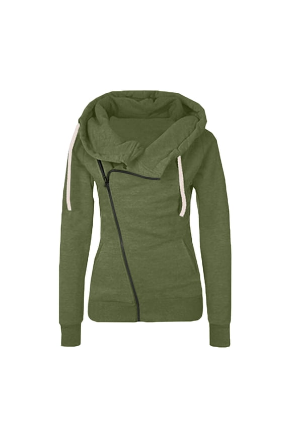 Zedker Womens Zip Up Hoodie Jacket Fall Fashion Long Sleeve Warm Y2k Sweatshirt, Plus Size Army Green M