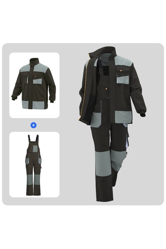 Work Coverall for Men One Piece Jumpsuit Mechanic Working Suit Long Sleeve Overalls Zipper Multiple Pockets Pants,Plus Size Gray XXXL