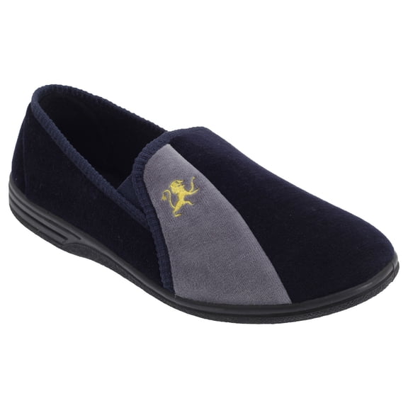 Zedzzz Mens Aaron Twin Gusset Velour Slippers