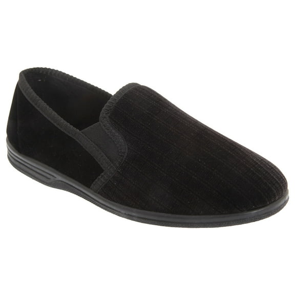 Zedzzz Mens Richard Striped Twin Gusset Velour Slippers