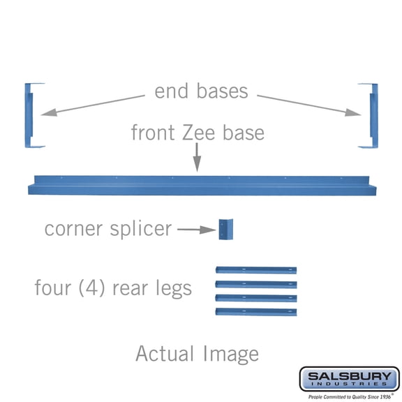 Zee Base Kit - 4 Inches High, 6 Foot Length - for 15" Deep Metal Lockers - Blue