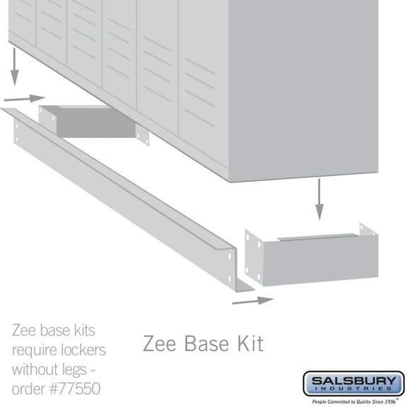 Zee Base Kit - 4 Inches High, 6 Foot Length - for 15" Deep Metal Lockers - Gray