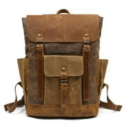 Zee Leather - Men's Canvas Crazy Horse Leather Travel Backpack
