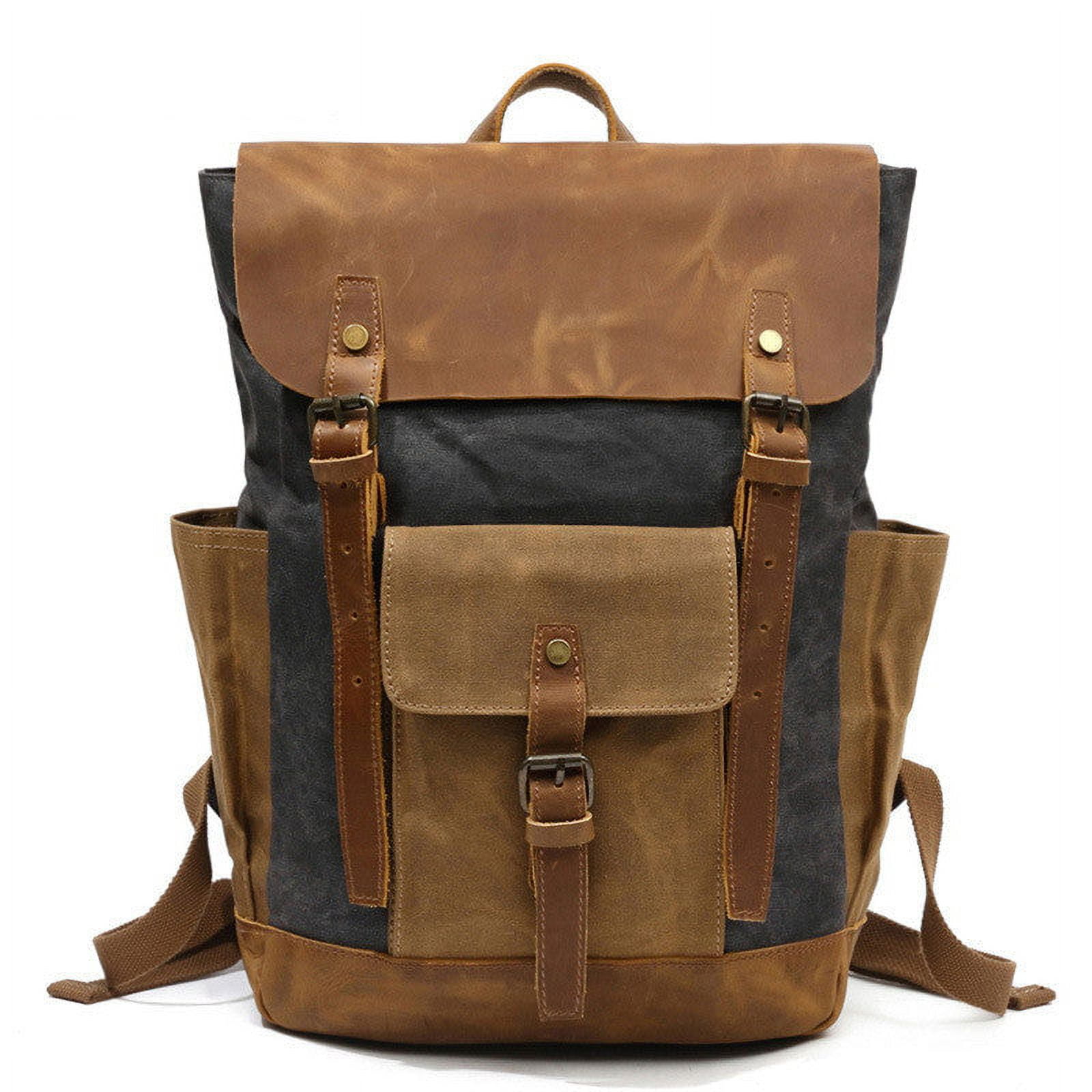 crrazy leather backpack Brown Rex, Brown 2026 2 Side Pockets Men's Crazy Horse Leather Backpack