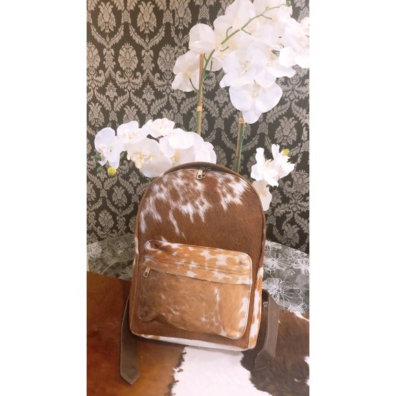 Zee Leather Natural Cowhide Backpack | 100% Real Hair On Cowhide Leather Backpack | Cowhide Shoulder Bag | Hair on Leather Backpack
