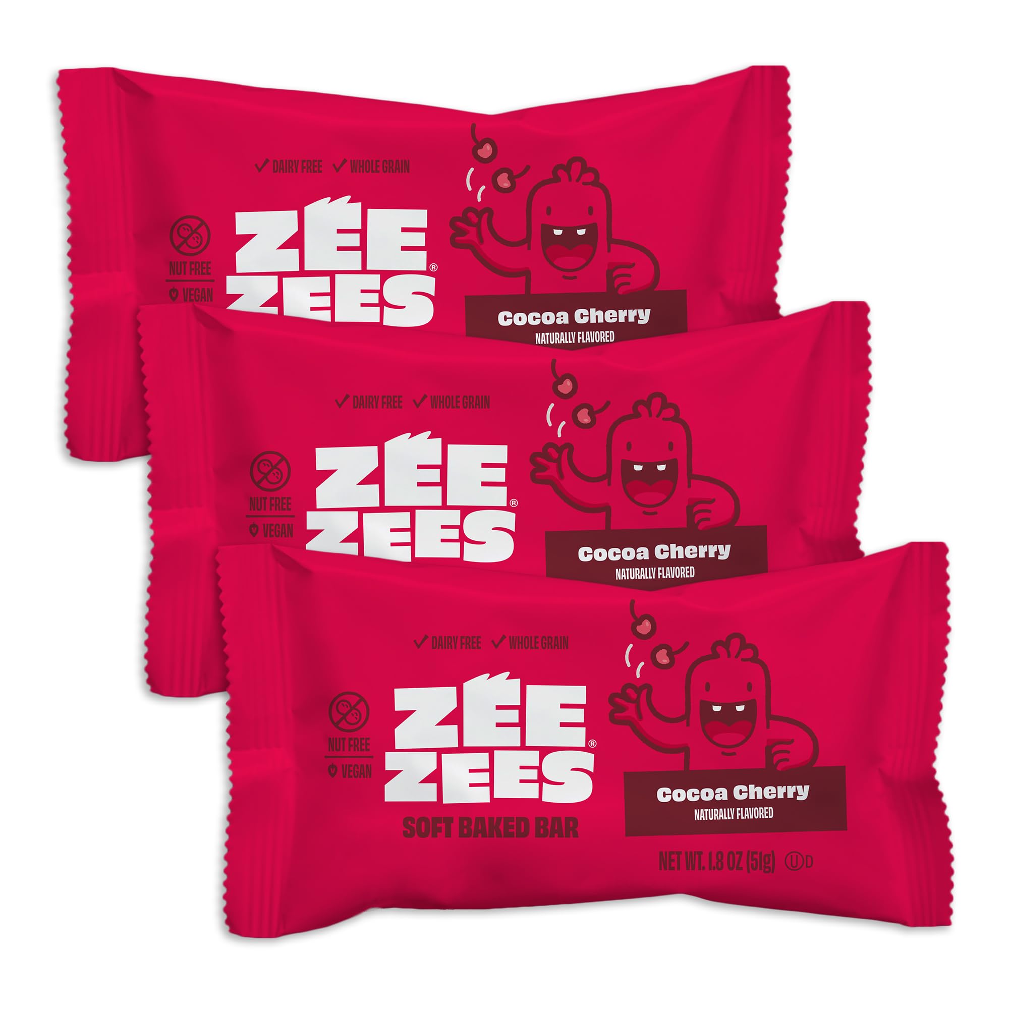 Zee Zees Whole Grain JMS2 Soft Baked Bars, 1.8 oz Cocoa Cherry, 160