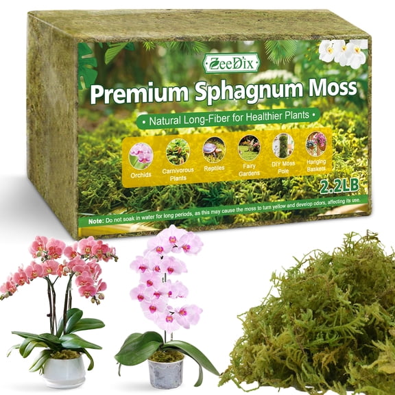 ZeeDix 2.2 lb Premium Sphagnum Moss - Orchid Moss Plant Growing Medium for Terrariums, Orchids, Carnivorous, Succulents & Reptile Habitat Substrate