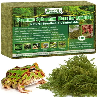 ZeeDix 1.1LBS Premium Sphagnum Moss for Reptile, 25QT Green Natural Live Moss Reptile Moss Bedding for Terrarium Plants, Long Fiber Reptile Moss for Leopards, Geckos, Snakes, Turtles, Frogs