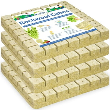 ZeeDix 1.5 inch 4 Sheets Rockwool Cubes 196 Cubes Starter Plugs for Soilless Cultivation Seedlings Plants Hydroponics Germination