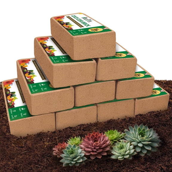 ZeeDix 10 Pcs Coco Coir Brick - 100% Organic Compressed Coconut Coir with Low-EC pH-Balanced Fiber for Seed Starting, Potting & Herbs