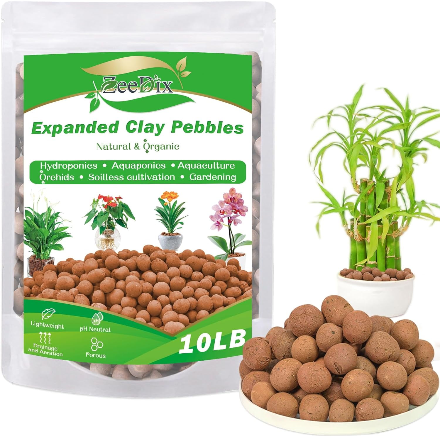 Harris LECA Expanded Clay Pebbles for Plants, 2.5lb for Indoor, Outdoor and  Hydroponic Growing Brown