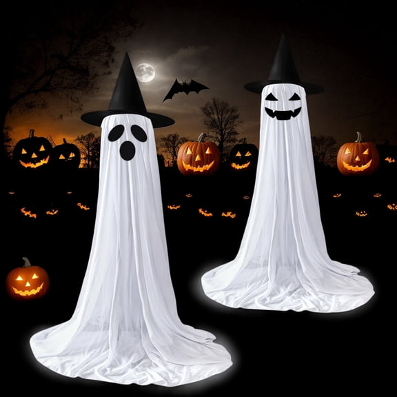 ZeeDix 2 Pack Halloween Ghosts Decorations, Spooky Ghosts for Yard Porch Outside Front Door Outdoor Indoor Decor