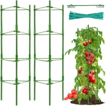 ZeeDix 2 Packs Tomato Cage, Up to 63lN Tomato Trellis Expandable Tomato Cages for Garden Tomato Plant Stakes with 60 Twist Ties Tall Cages with Adiustable Snap-On Arms for Vegetables Flowers