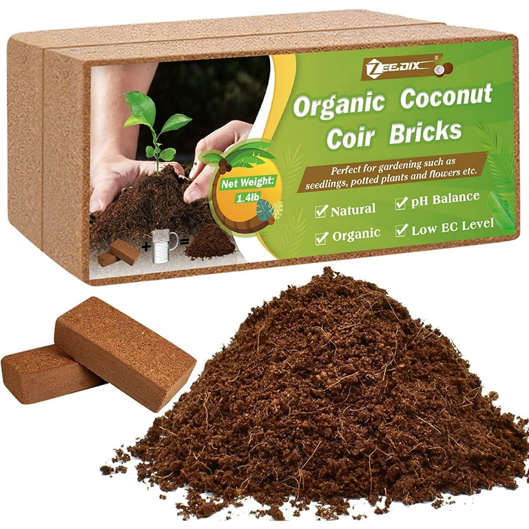 ZeeDix 2 Pcs 100% Organic Coco Coir Brick Coconut Coir Bricks for Plants  Gardening Herbs