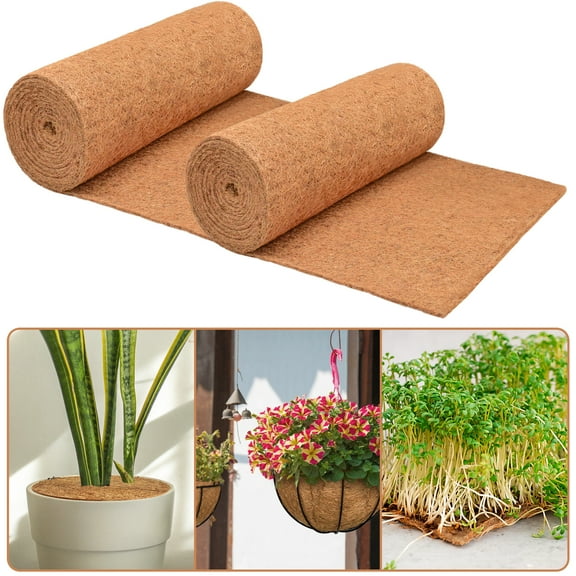 ZeeDix 2Pack 16 x 118in Natural Coco Liner Roll for Flower Pot Basket Liner, Garden Decoration, Pet Pad Reptile Carpet