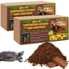 ZeeDix 2Pcs Compressed Coconut Fiber Substrate , 100% Organic Coco Coir Fiber Brick Brown for Reptiles Bedding