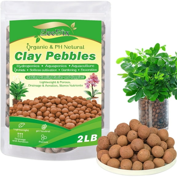ZeeDix 2lb Leca Clay Pebbles Decorative Organic Seedling Plants Grow Media Reusable Hydroponic Supplies