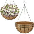 thumbnail image 1 of ZeeDix 3 Pack 16inch Metal Hanging Planter Basket with 10inch Coconut Coir Liner- Coconut Coir Liner with Black Chain for Porch Pots Hanger, Indoor Outdoor Plant Flower Pot, Garden Decorations, 1 of 8