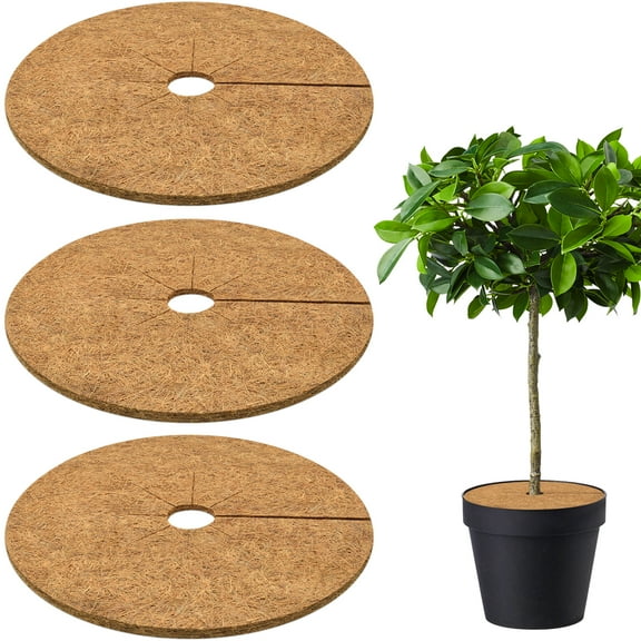 ZeeDix 3 Pcs Coconut Fibers Mulch Ring Tree Protector Mat, 17.8 Inch Coco Coir Tree Protection, Tree Ring Mats Tree Disc Plant Cover for Indoor or Outdoor