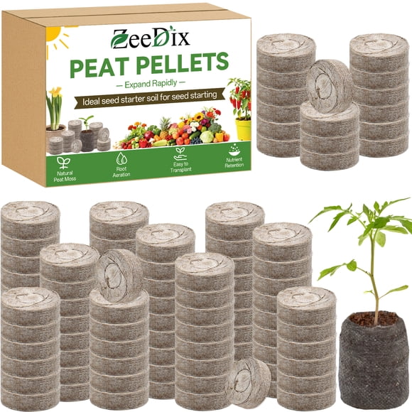 ZeeDix 30mm100Pcs Peat Pellets Seedling Starter Soil Block Grow Media for Plants