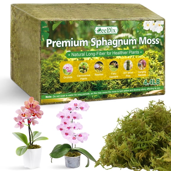 ZeeDix 4.4 lb Premium Sphagnum Moss - Orchid Moss Plant Growing Medium for Terrariums, Orchids, Carnivorous, Succulents & Reptile Habitat Substrate
