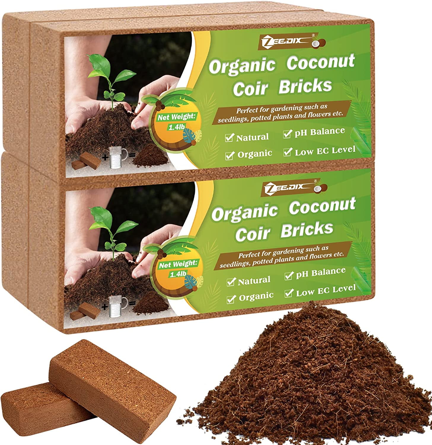 Coco Coir Premium RHP Certified 9 Quarts /10 Liter /2.6 Gallon Pre Buffered  Pure Organic Coconut Coir Fiber Potting Soil Indoor/Outdoor Grow Plants