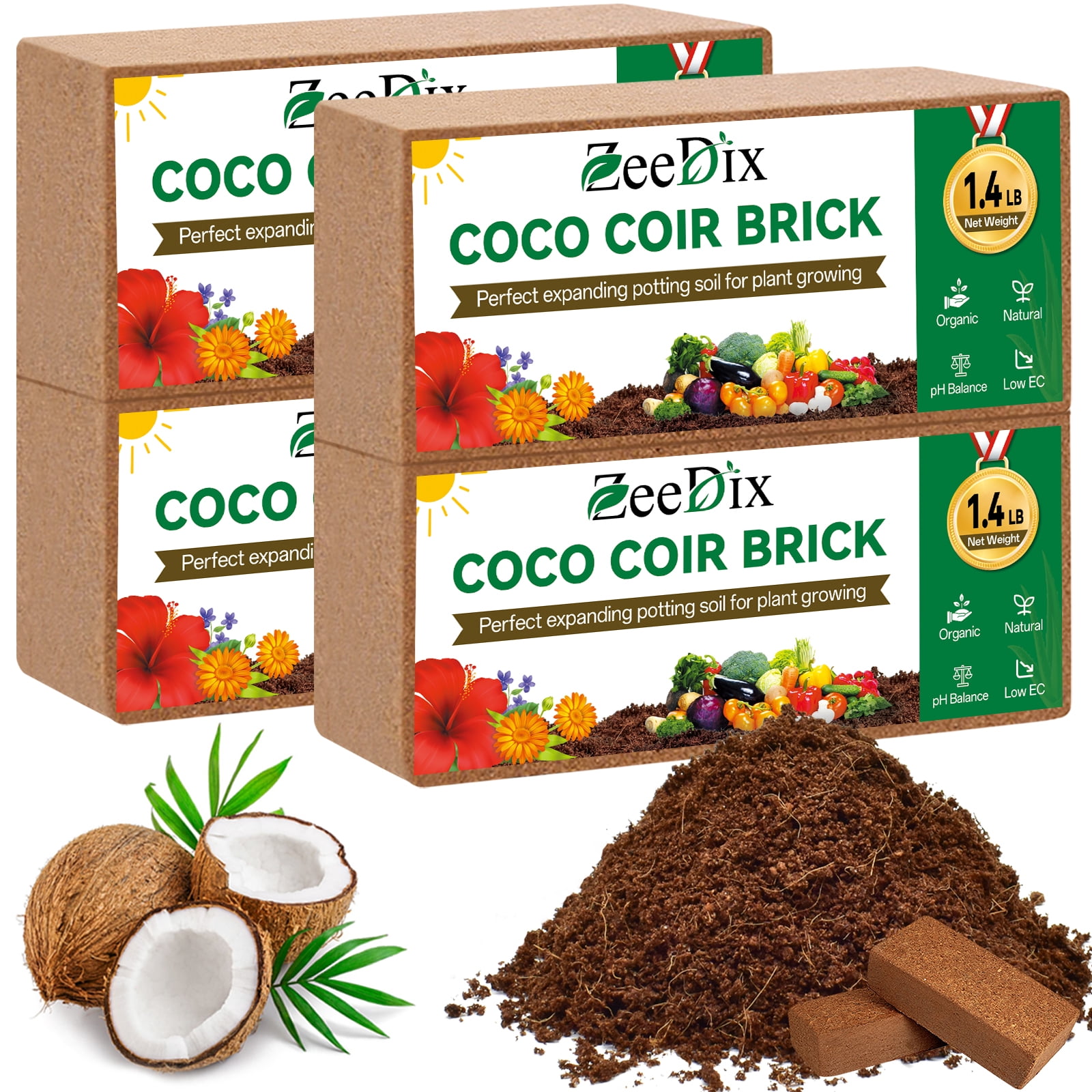 Customer reviews for ZeeDix 4 Pcs 100% Organic Coco Coir Brick